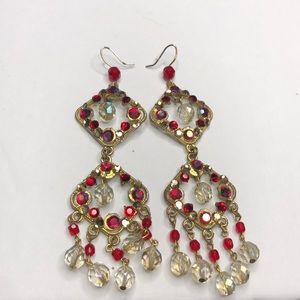Red and gold dangled earrings